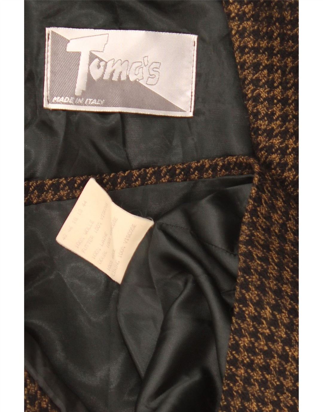 Vintage Womens 2 Button Loose Fit Blazer Jacket IT 48 XL Black Houndstooth