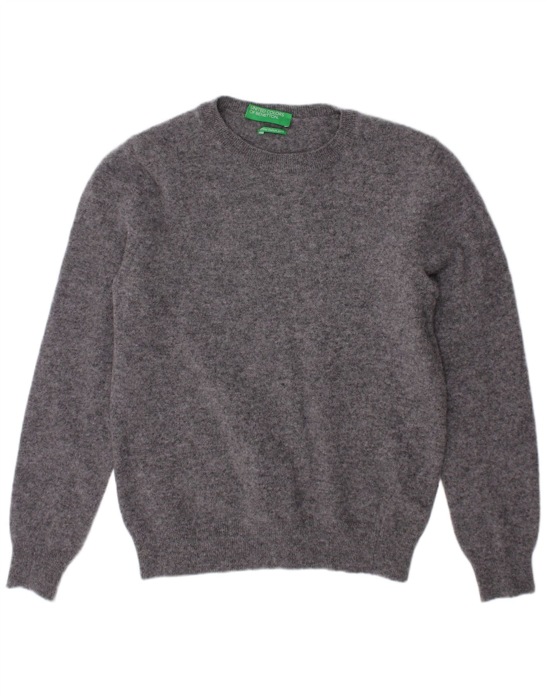 BENETTON Girls Crew Neck Jumper Sweater 9-10 Years Grey Merino Wool