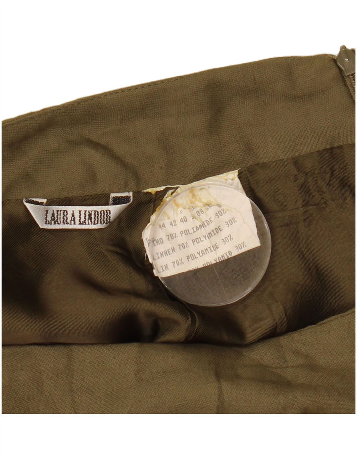 LAURA LINDOR Womens Mini Skirt EU 40 Medium W28  Khaki Polyamide