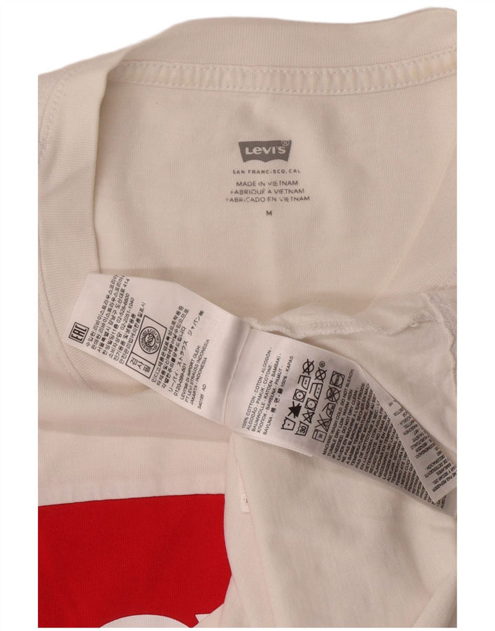 Levi's Womens Crop Graphic T-Shirt Top UK 14 Medium White Colourblock