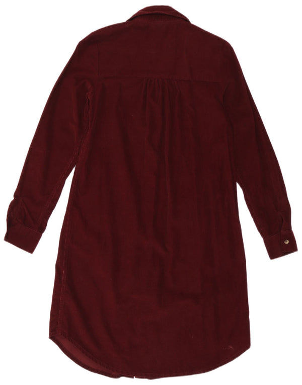 Fat Face Womens Corduroy Shirt Dress UK 6 XS Burgundy Cotton