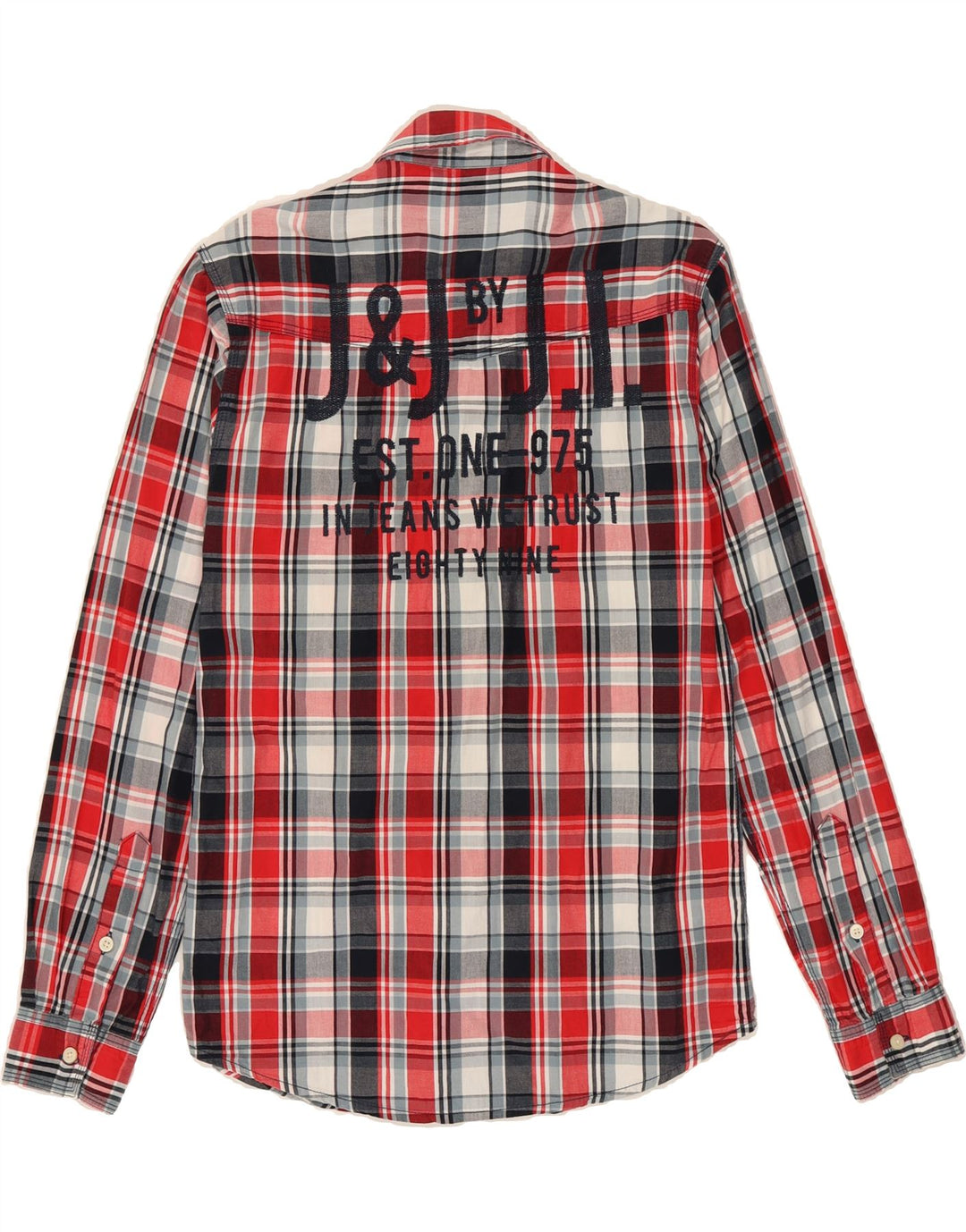JACK & JONES Mens Graphic Military Shirt Medium Red Check Vintage Jack & Jones and Second-Hand Jack & Jones from Messina Hembry 