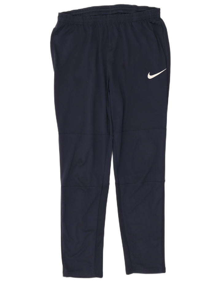 NIKE Mens Dri Fit Tracksuit Trousers Medium  Navy Blue Polyester