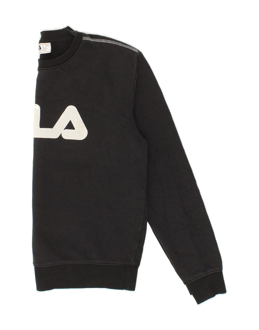 FILA Mens Graphic Sweatshirt Jumper Large Black Cotton Vintage Fila and Second-Hand Fila from Messina Hembry 