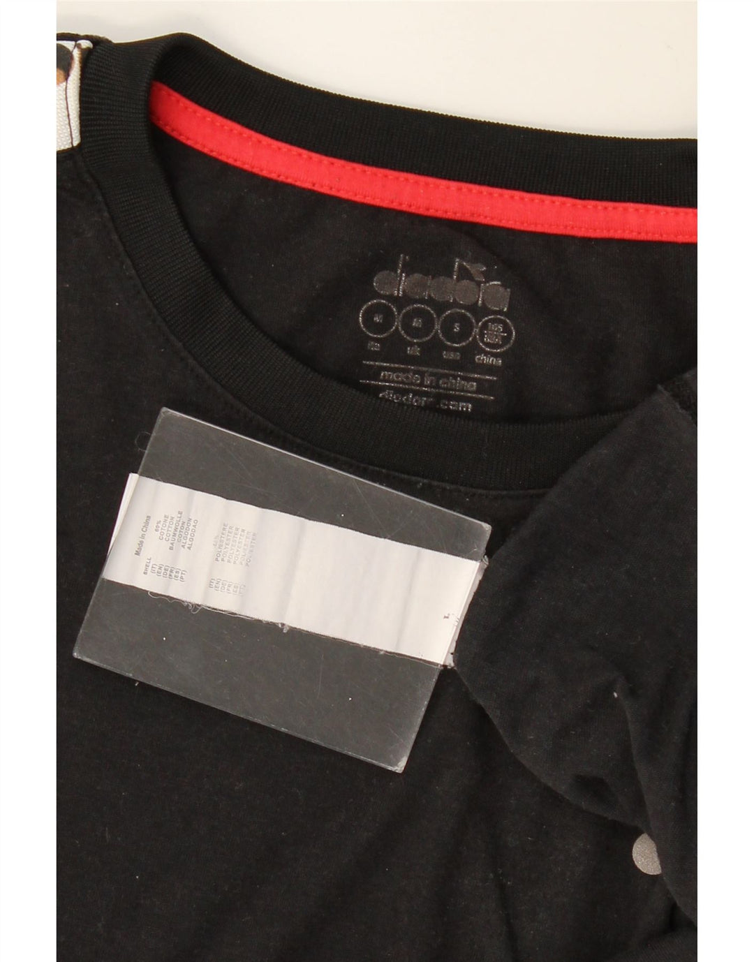 DIADORA Mens Graphic T-Shirt Top Medium Black Colourblock Cotton