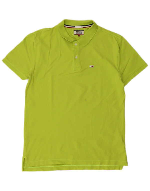 Tommy Hilfiger Mens Regular Fit Polo Shirt Large Green Cotton