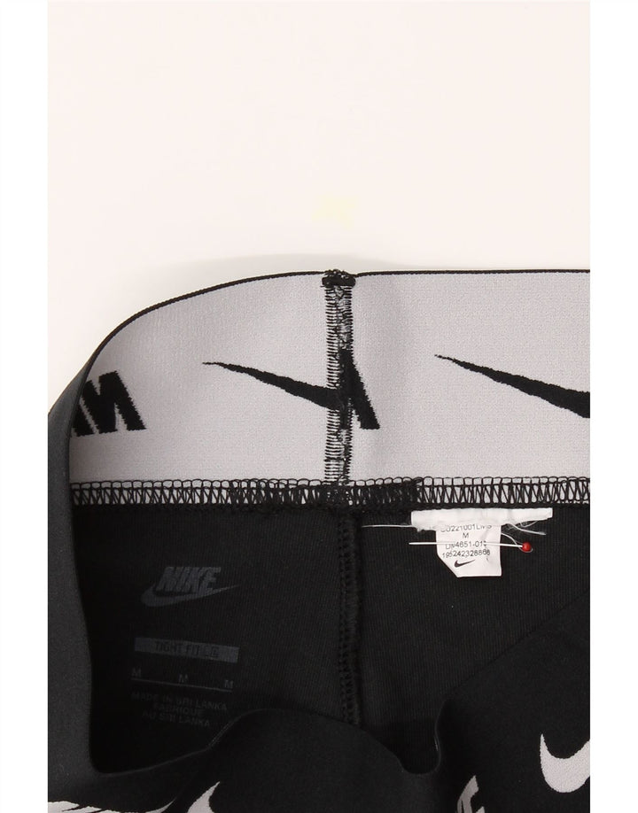 NIKE Womens Tight Fit Graphic Leggings UK 12 Medium  Black Vintage Nike and Second-Hand Nike from Messina Hembry 