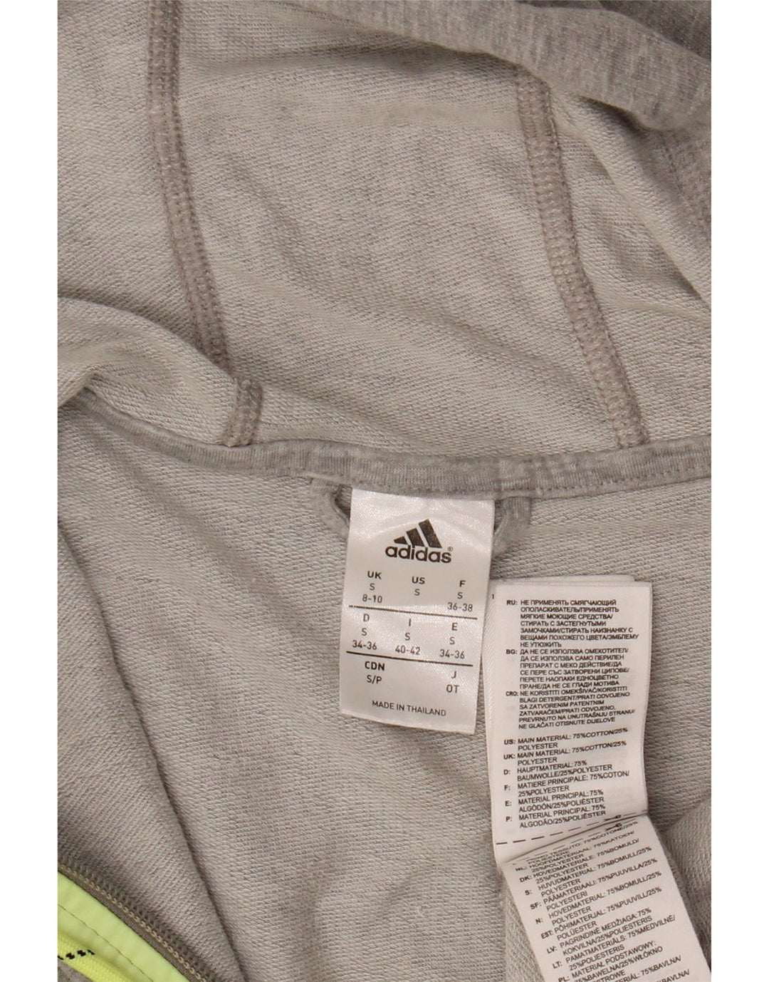 ADIDAS Womens Graphic Zip Hoodie Sweater UK 8/10 Small Grey Cotton
