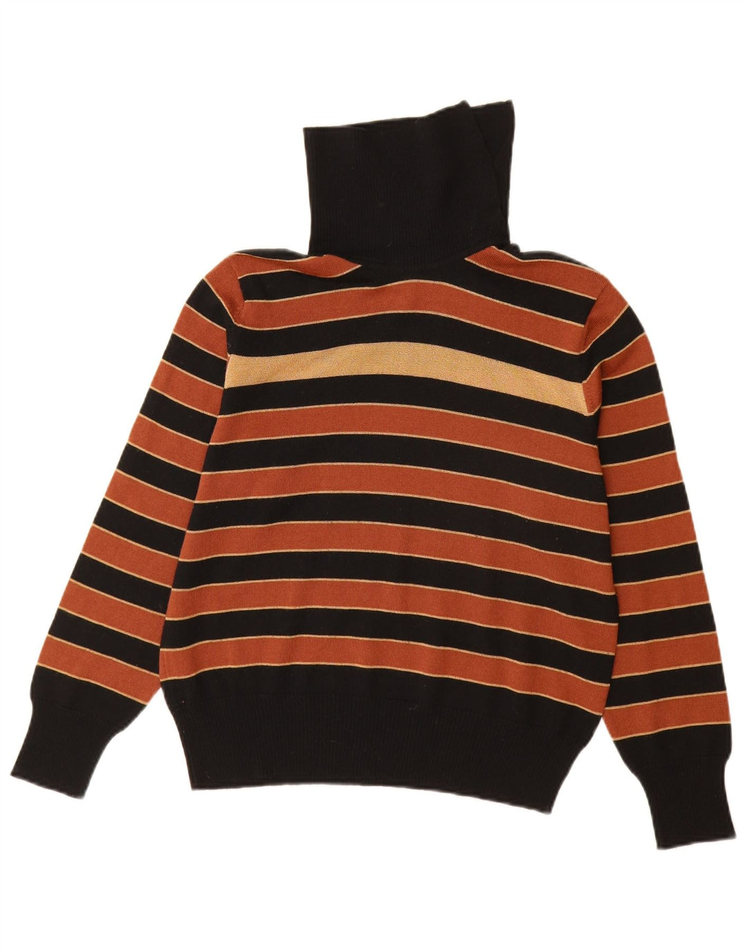 BLEYLE Womens Roll Neck Jumper Sweater UK 12 Medium Black Striped