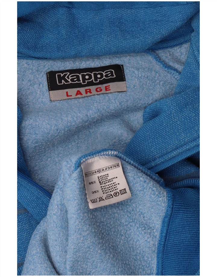 Kappa Mens Zip Hoodie Sweater Large Blue Striped Cotton