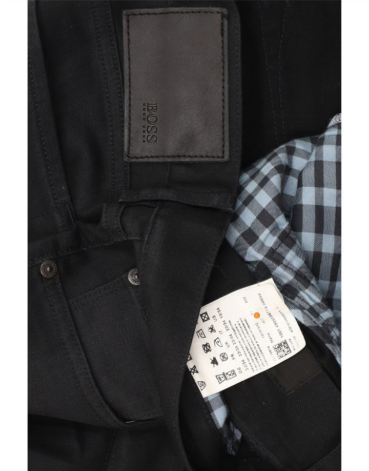 HUGO BOSS Mens Straight Jeans W33 L29 Black Cotton