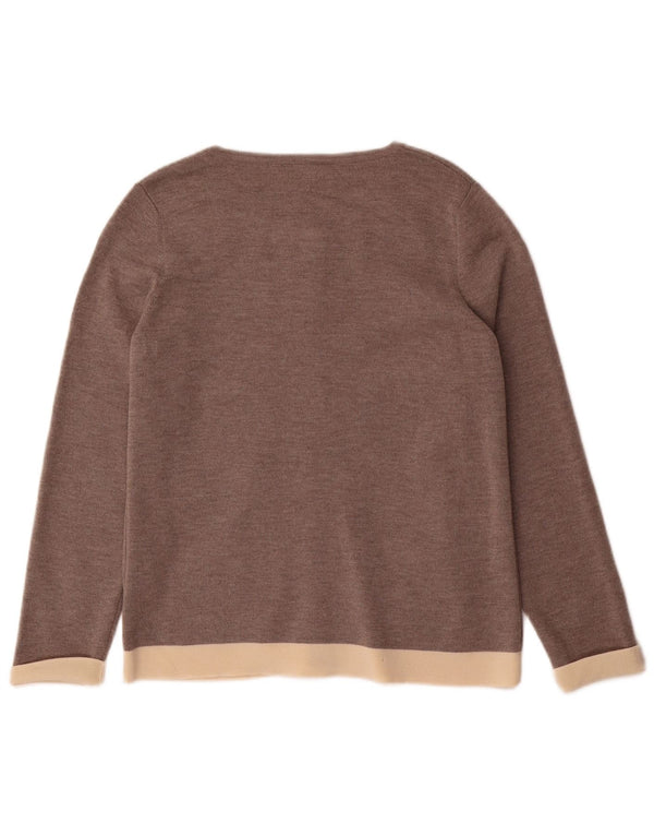 Luisa Spagnoli Womens Cardigan Sweater UK 14 Large Grey Colourblock Wool