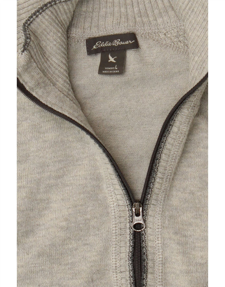 EDDIE BAUER Womens Zip Neck Jumper Sweater UK 14 Large Grey Polyester Vintage Eddie Bauer and Second-Hand Eddie Bauer from Messina Hembry 