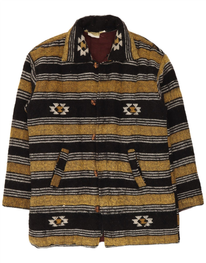 Vintage Mens Duffle Coat UK 40 Large Multicoloured Geometric Wool