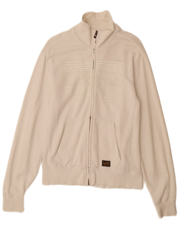 G-STAR Mens Tracksuit Top Jacket Medium White Cotton