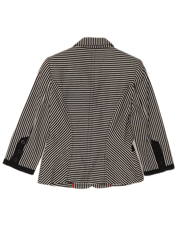 Jasper Conran Womens 3/4 Sleeve Blazer Jacket UK 10 Small Black Pinstripe