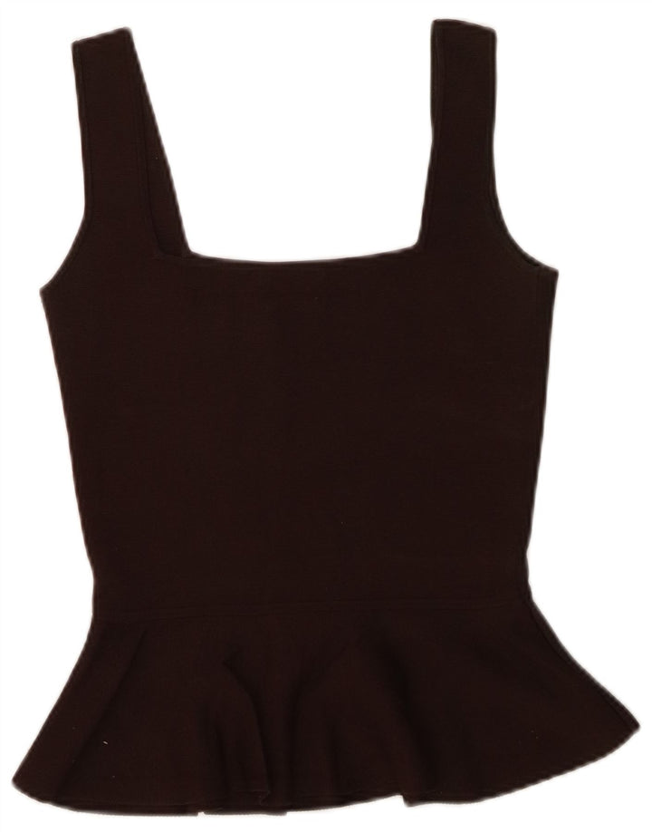 Massimo Dutti Womens Sleeveless Blouse Top UK 8 Small Brown Viscose