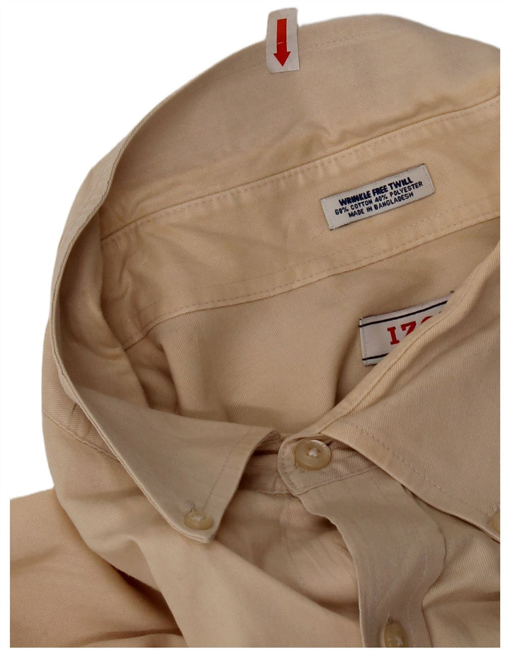 Izod Mens Regular Fit Shirt Size 18 2XL Beige Cotton