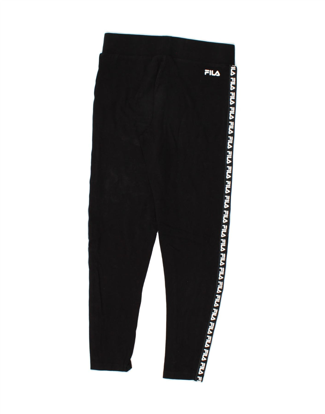 FILA Womens Graphic Leggings UK 12 Medium Black Vintage Fila and Second-Hand Fila from Messina Hembry 