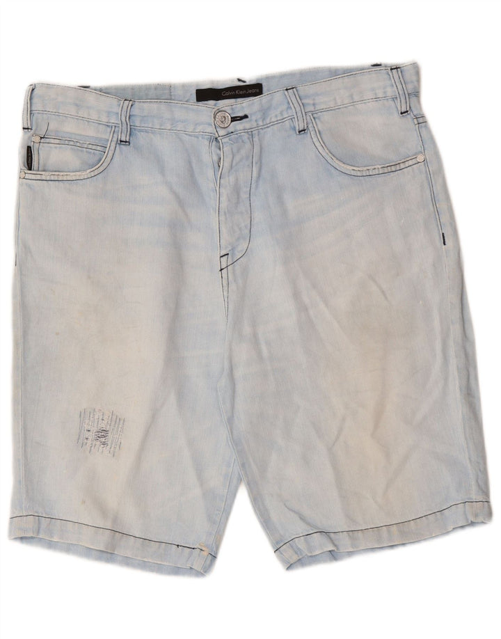 Calvin Klein Mens Distressed Denim Shorts W36 Large  Blue