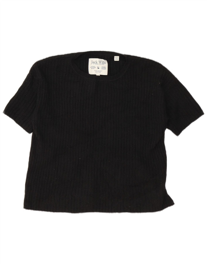 Jack Wills Womens Blouse Top UK 8 Small Black Polyester
