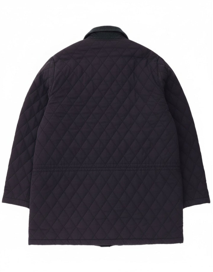 Vintage Mens Quilted Jacket UK 42 XL Navy Blue Polyester