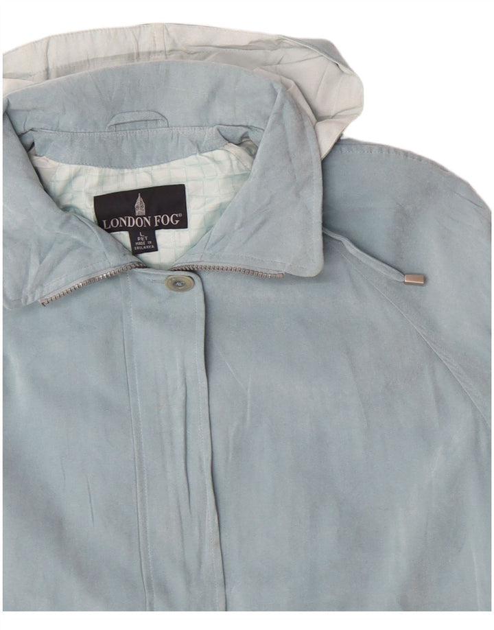 LONDON FOG Womens Hooded Windbreaker Jacket UK 16 Large Blue Polyester