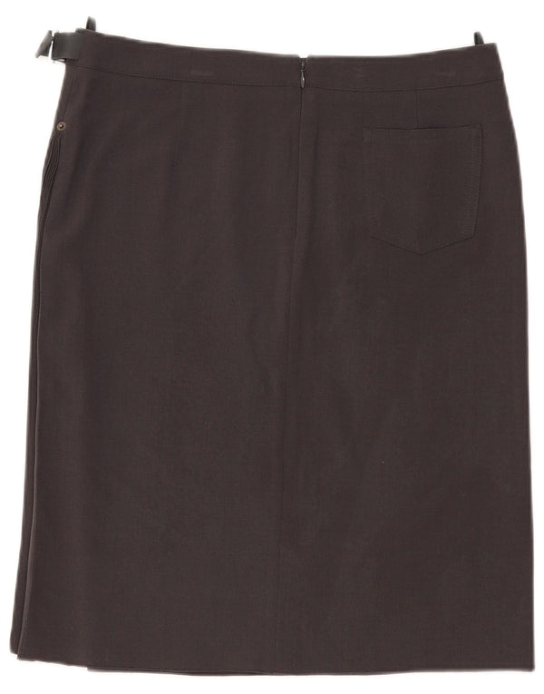 Armani Womens Straight Skirt UK 14 Large W32 Grey Polyester