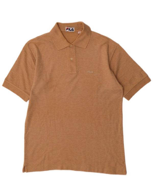 FILA Mens Polo Shirt IT 46 Small Brown Flecked Cotton
