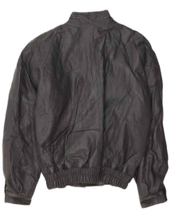 VINTAGE Mens Leather Jacket UK 40 Large Grey Leather