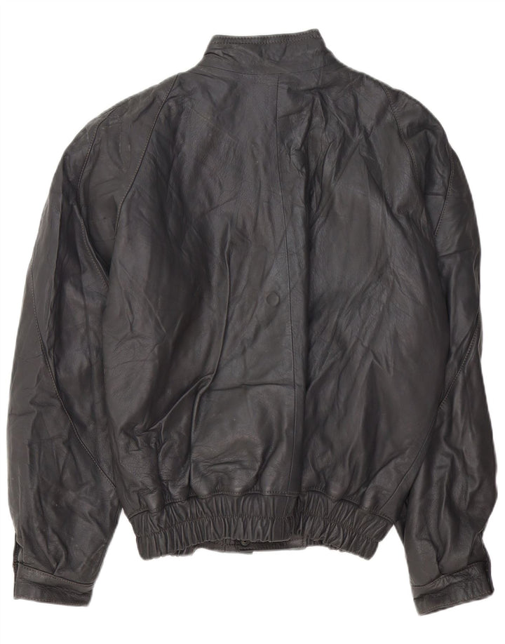 VINTAGE Mens Leather Jacket UK 40 Large Grey Leather