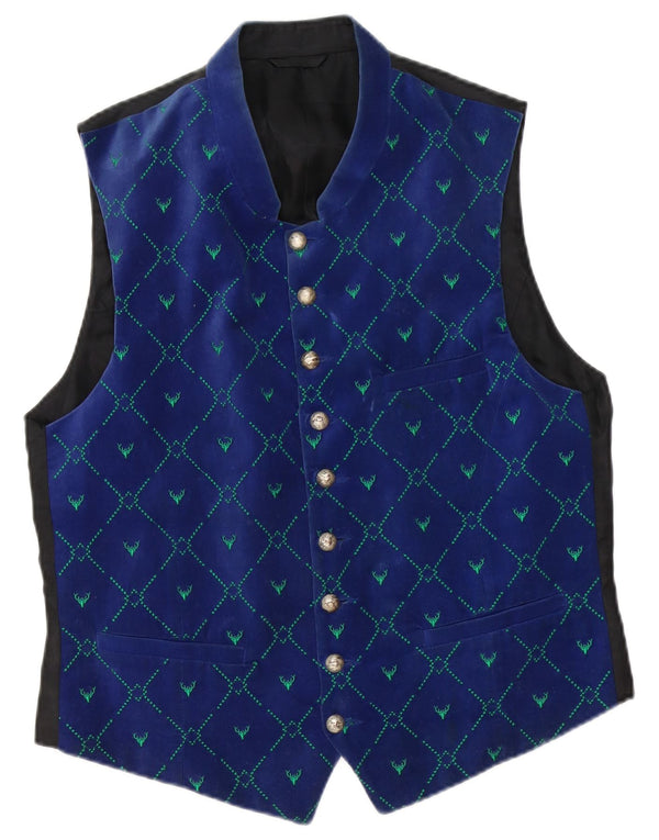 Kruger Womens Waistcoat UK 22 3XL Blue Argyle/Diamond Cotton