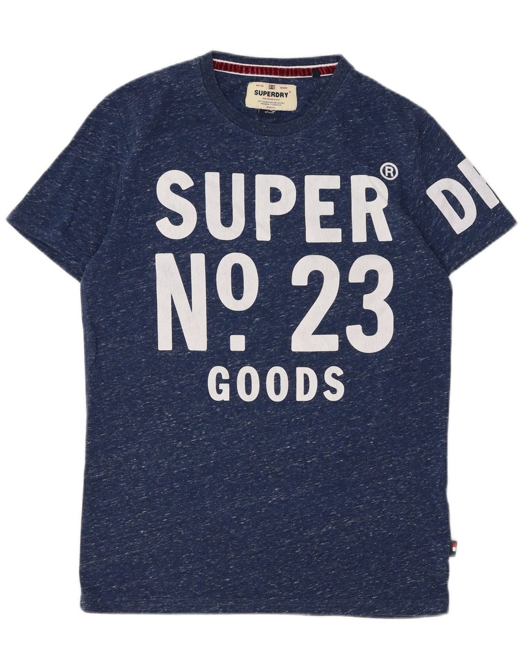 SUPERDRY Mens Graphic T-Shirt Top Small Navy Blue Flecked Cotton