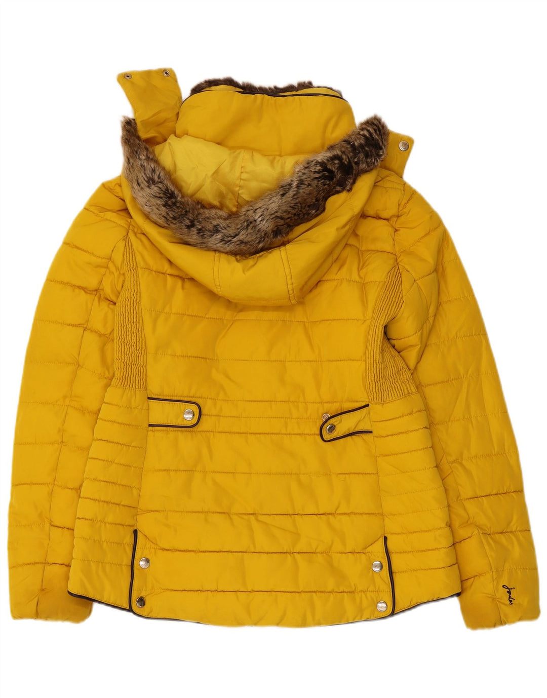 Joules Womens Hooded Padded Jacket UK 14 Medium Yellow Polyester