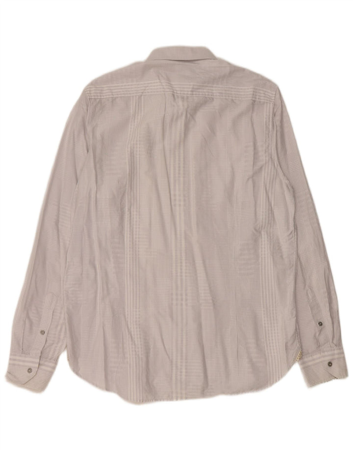 Ted Baker Mens Shirt Size 16.5 Large Grey Gingham Cotton