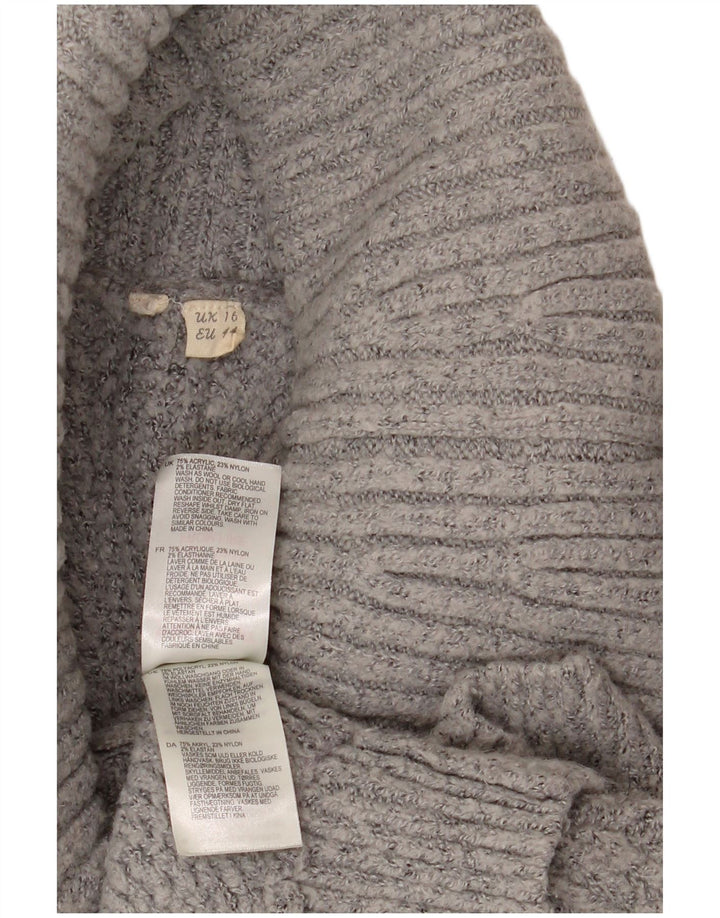 VINTAGE Womens Oversized Roll Neck Jumper Sweater UK 16 Large  Grey