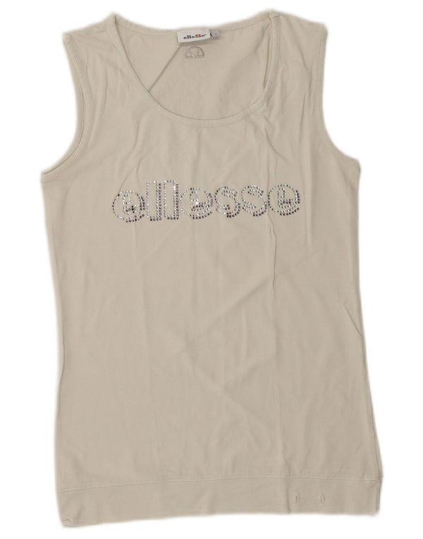 Ellesse Womens Graphic Vest Top UK 10 Small White