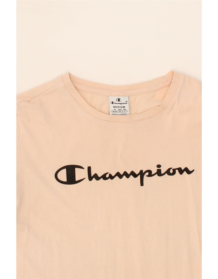 CHAMPION Womens Graphic T-Shirt Top UK 14 Medium Beige Vintage Champion and Second-Hand Champion from Messina Hembry 