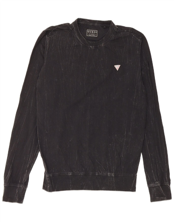Guess Mens Top Long Sleeve XS Black Cotton