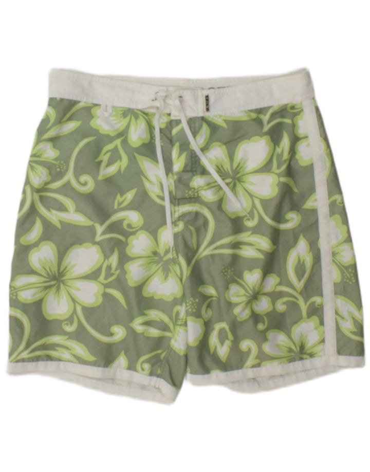 Sundek Mens Swimming Shorts Large Green Floral Polyester