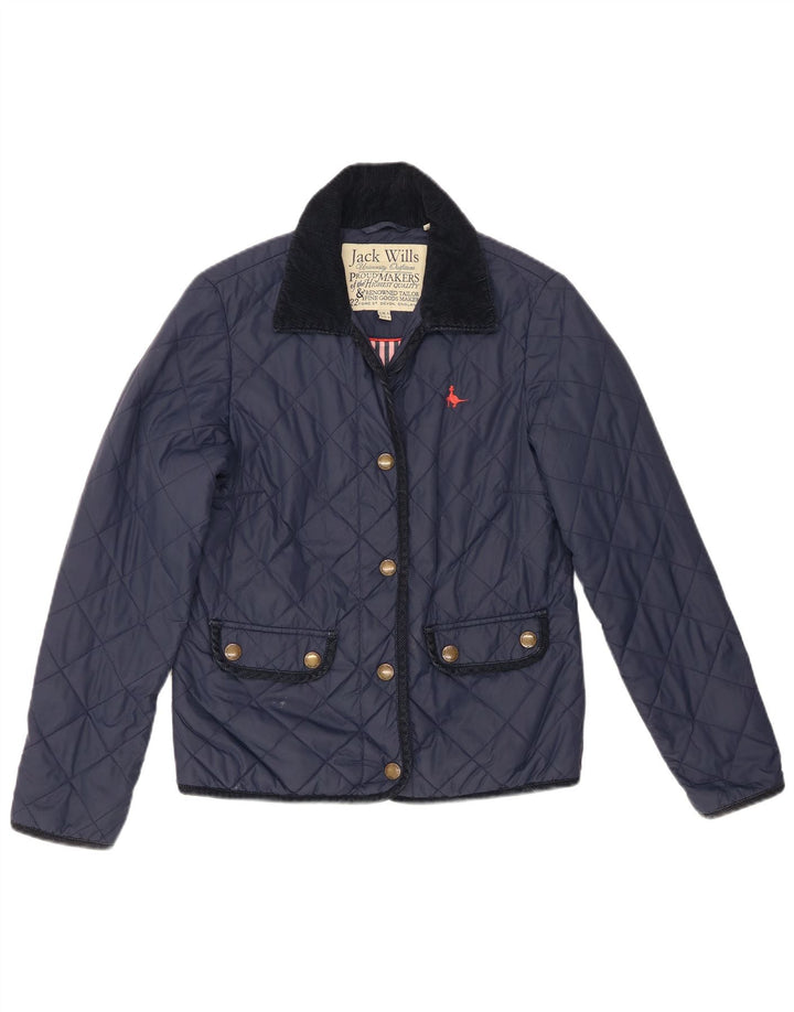 Jack Wills Womens Quilted Jacket UK 8 Small  Navy Blue Nylon