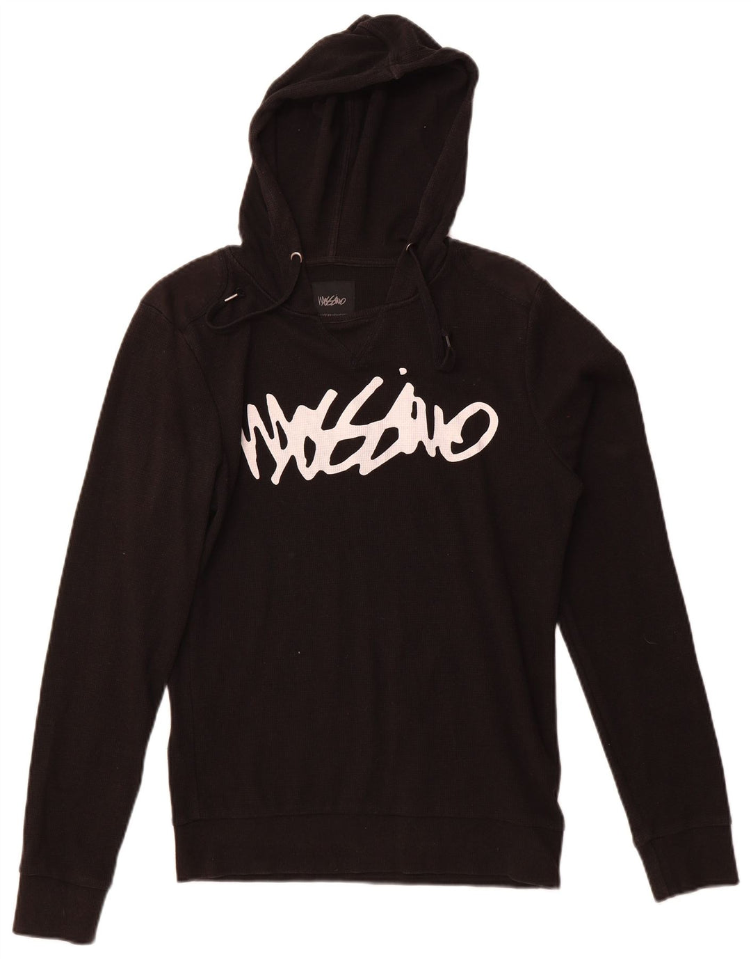Mossimo Mens Hooded Graphic Top Long Sleeve Medium Black