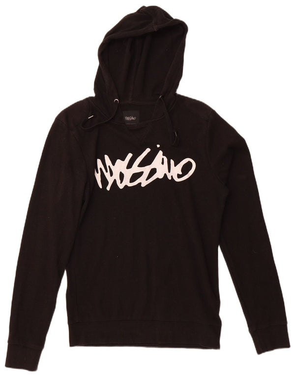 Mossimo Mens Hooded Graphic Top Long Sleeve Medium Black