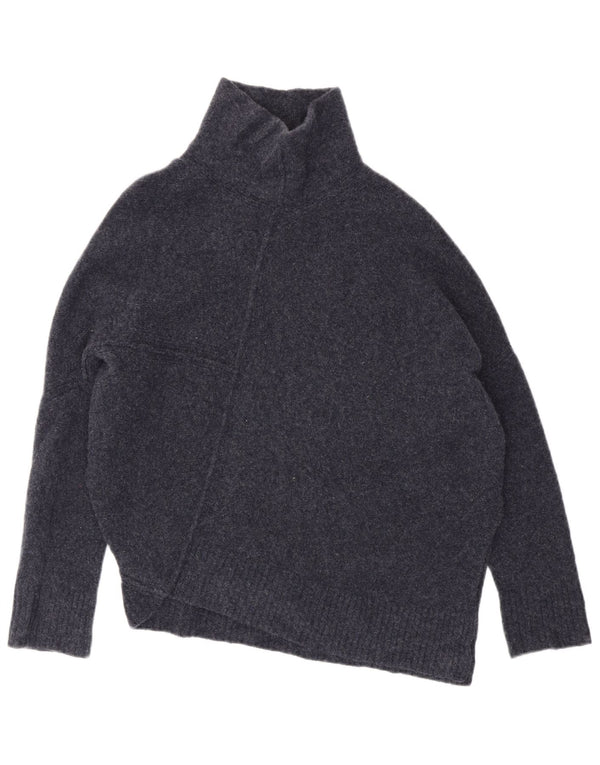 All Saints Womens Asymmetric Turtle Neck Jumper Sweater UK 10 Small Navy Bl