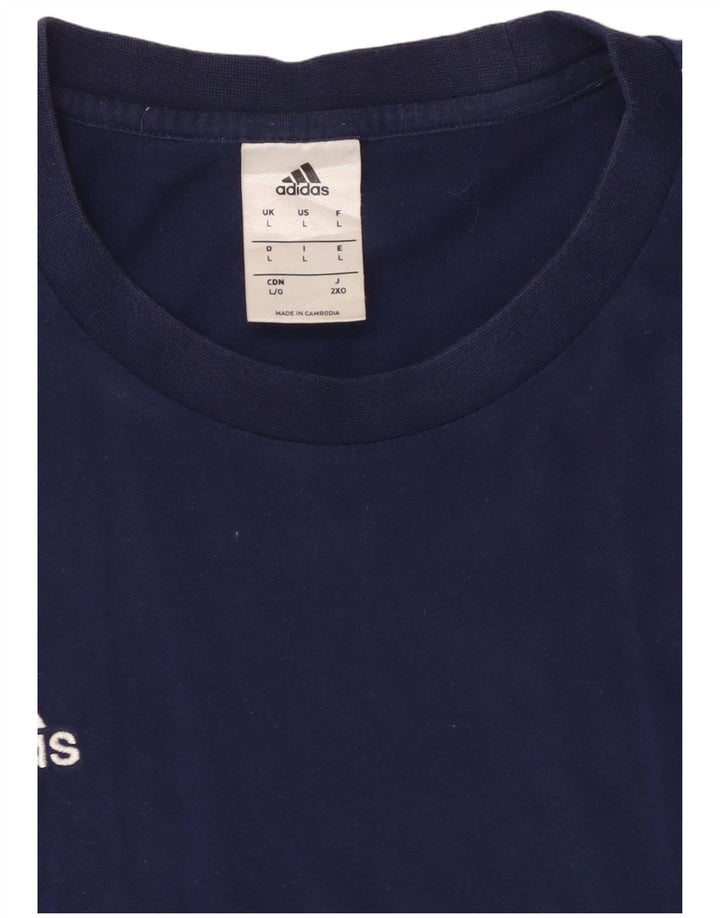 ADIDAS Mens T-Shirt Top Large Navy Blue Cotton
