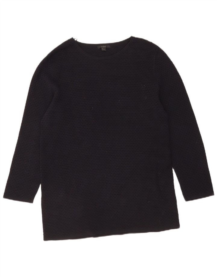 Cos Womens Top 3/4 Sleeve UK 10 Small Black Cotton