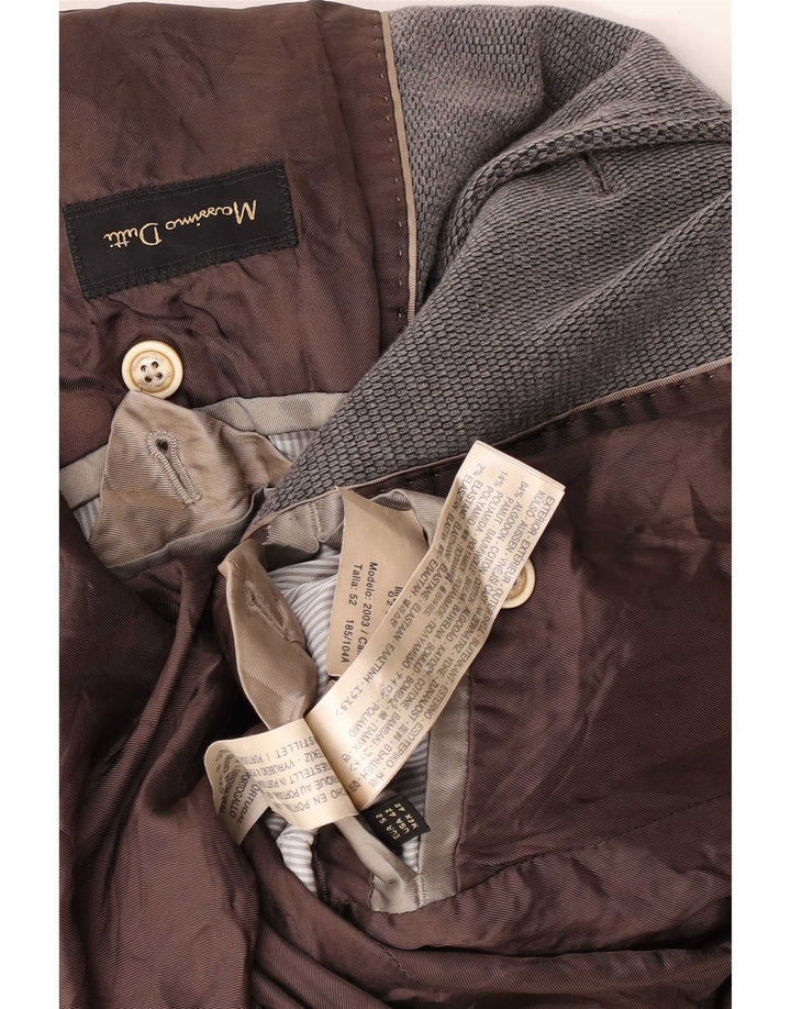 Massimo Dutti Mens 2 Button Blazer Jacket EU 52 Large Grey Cotton