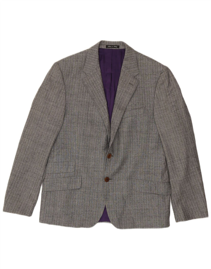 Paul Smith Mens 2 Button Blazer Jacket UK 40 Large Grey Pinstripe Wool