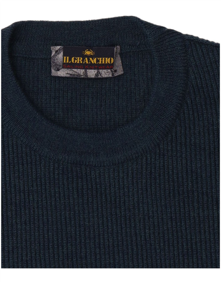 Il Granchio Mens Crew Neck Jumper Sweater Large Navy Blue