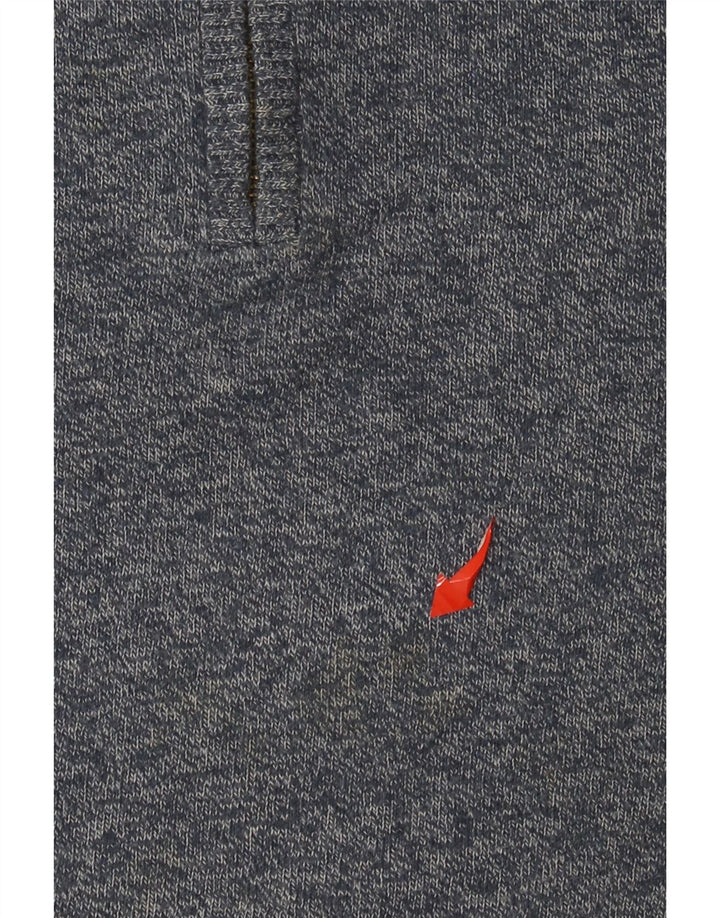 Fat Face Mens Zip Neck Jumper Sweater Medium Blue Flecked Cotton Classic